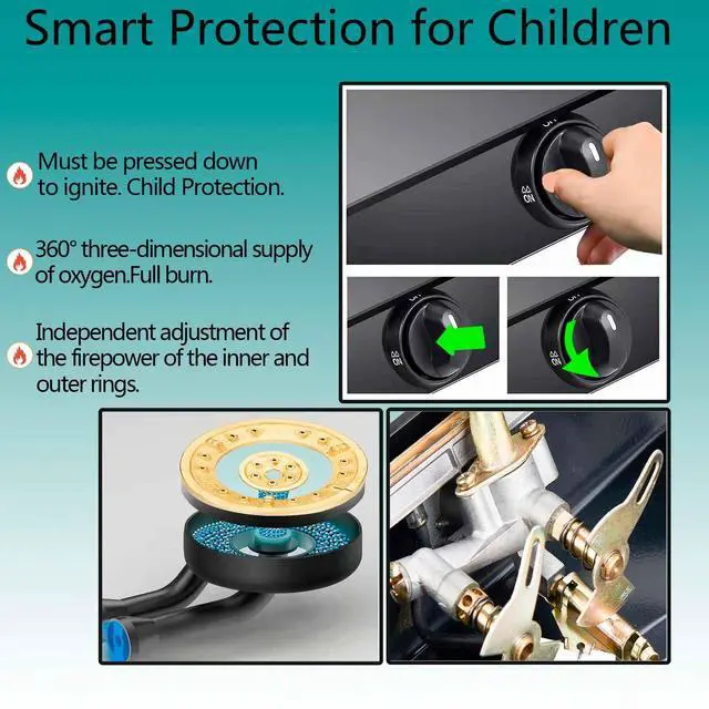Alt view image 6 of 7 - Single Burner Propane Stove with LPG CSA Hose 13,000 BTU Single Propane Burner Smart Switch Protection Unique Body Integrated Design for Outdoor, Emergency