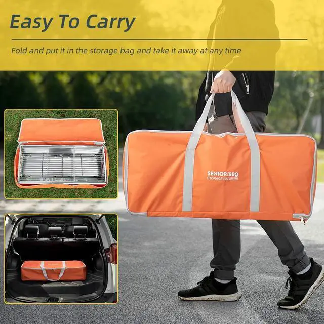 Alt view image 4 of 7 - Portable Charcoal Grill,Outdoor BBQ Grill for Christmas Picnic, Thanksgiving Family Gathering and Backyard Barbecue,With Storage Bag & Non-Stick Frying Pan