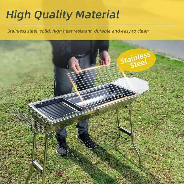 Alt view image 5 of 7 - Portable Charcoal Grill,Outdoor BBQ Grill for Christmas Picnic, Thanksgiving Family Gathering and Backyard Barbecue,With Storage Bag & Non-Stick Frying Pan