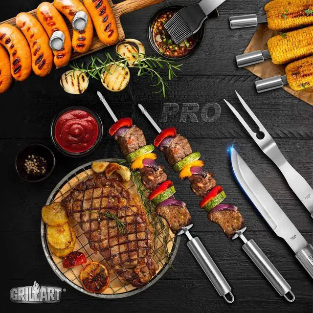 Alt view image 6 of 6 - BBQ Grill Utensil Tools Set Reinforced BBQ Tongs 19-Piece Stainless-Steel Barbecue Grilling Accessories w/Aluminum Storage Case -Complete Outdoor Grill Kit for Dad, Birthday Gift for Man Dad