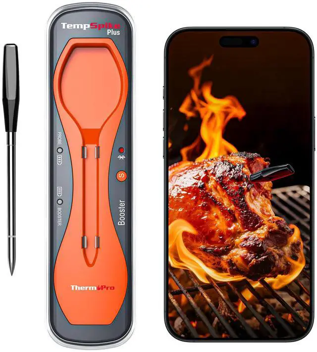 Main image of 600FT Wireless Meat Thermometer with Upgraded Ultra-Thin Probe, Bluetooth Meat Thermometer Wireless for Outside Grill, Smoker Thermometer for BBQ Oven Rotisserie Sous Vide (TP970)