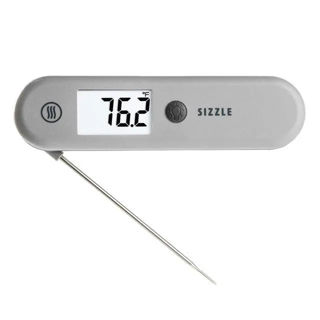 Main image of Sizzle Digital Meat Thermometer Instant Read in 2 Seconds, Waterproof, Folding Probe with Magnetic Back, Auto-Rotating Backlit Display, for Cooking Food, Grill & BBQ - Dove Grey