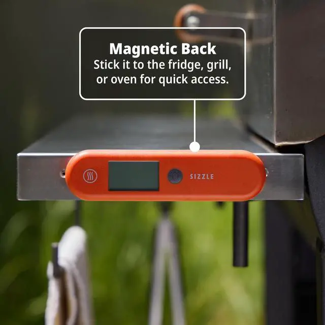 Alt view image 3 of 5 - Sizzle Digital Meat Thermometer Instant Read in 2 Seconds, Waterproof, Folding Probe with Magnetic Back, Auto-Rotating Backlit Display, for Cooking Food, Grill & BBQ - Dove Grey
