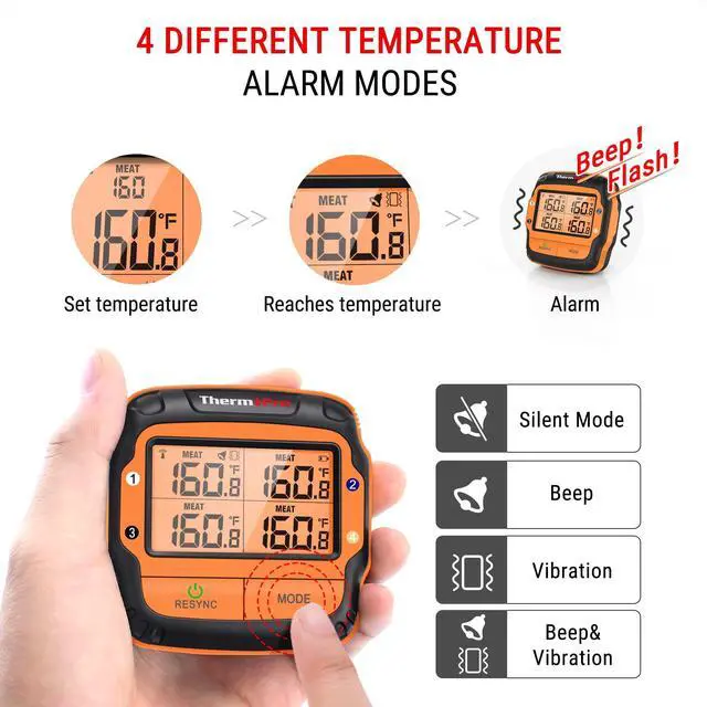 Alt view image 4 of 7 - TP27 500FT Long Range Wireless Meat Thermometer for Grilling and Smoking with 4 Probes Smoker BBQ Grill Kitchen Food Cooking Digital Thermometer for Meat