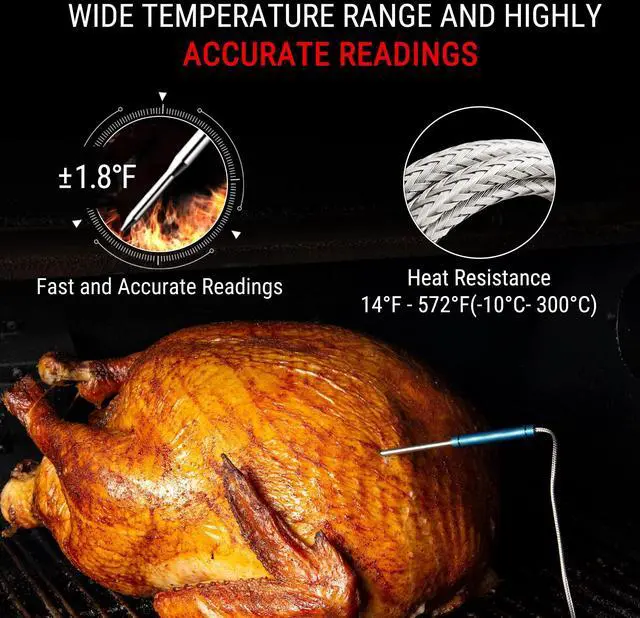 Alt view image 5 of 7 - TP27 500FT Long Range Wireless Meat Thermometer for Grilling and Smoking with 4 Probes Smoker BBQ Grill Kitchen Food Cooking Digital Thermometer for Meat