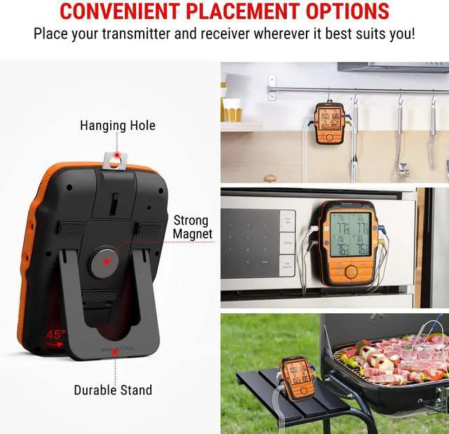 Alt view image 6 of 7 - TP27 500FT Long Range Wireless Meat Thermometer for Grilling and Smoking with 4 Probes Smoker BBQ Grill Kitchen Food Cooking Digital Thermometer for Meat