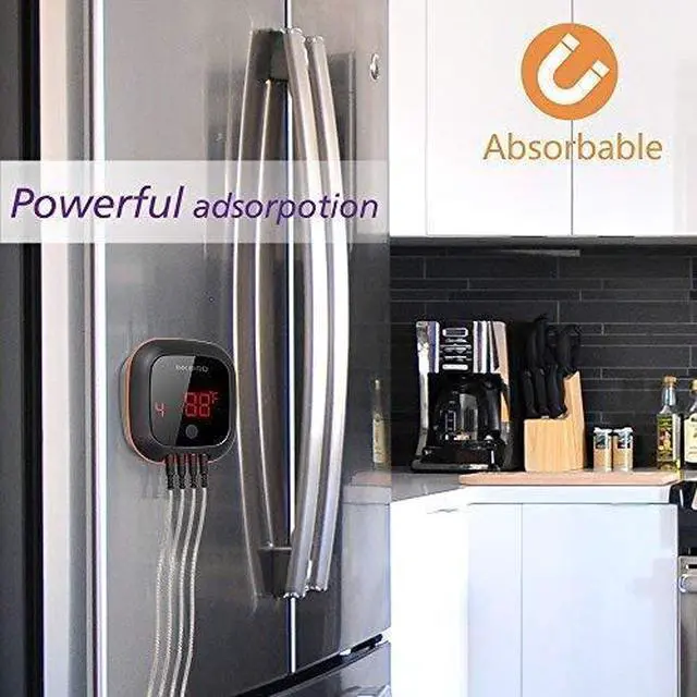 Alt view image 4 of 6 - Bluetooth Digital Wireless Meat Thermometer with 4 Probes Timer, Alarm,150 ft Barbecue Cooking Kitchen Food Meat Thermometer for Grill BBQ Smoker, Oven, Drum