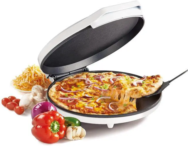 Main image of Pizza Maker Plus, 12" Indoor Electric Grill, Nonstick Griddle Pan for Pizzas, Quesadillas, Tortillas, Nachos and more, 12" Electric Griddle for Delicious Meals and Snacks, White