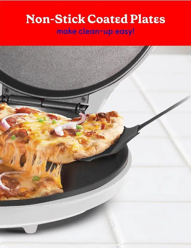 Alt view image 2 of 5 - Pizza Maker Plus, 12" Indoor Electric Grill, Nonstick Griddle Pan for Pizzas, Quesadillas, Tortillas, Nachos and more, 12" Electric Griddle for Delicious Meals and Snacks, White