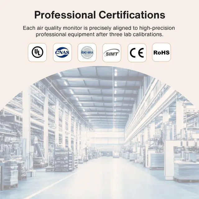 Alt view image 5 of 7 - 16 in 1 Air Quality Monitor Indoor 7" Display 9 AQI+7 AQI Alerts, CO2 Monitor Air Quality Tester for CO2, TVOC, PM2.5 PM1.0 PM10, HCHO Temperature Humidity AQI & Time Air Quality Meter for Home