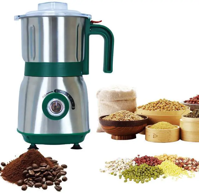 Main image of Electric Spice and Nut Grinders - 3 Stainless Steel Blades, 1 Filter, 1 Brush - 500W Grinder for Kitchen, Dry Use (Green)