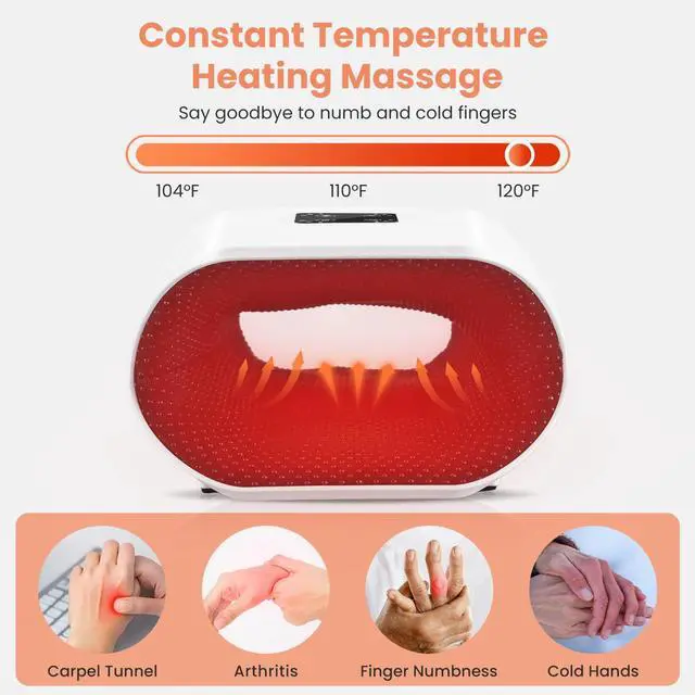 Alt view image 2 of 7 - Hand Massager with Heat and Compression, Cordless Electric Hand held Massager for Arthritis and Carpal Tunnel, Gifts for Men and Women