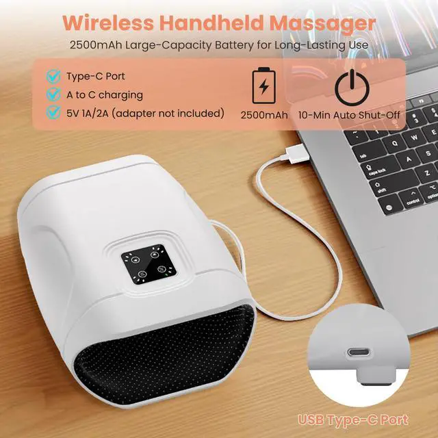 Alt view image 4 of 7 - Hand Massager with Heat and Compression, Cordless Electric Hand held Massager for Arthritis and Carpal Tunnel, Gifts for Men and Women