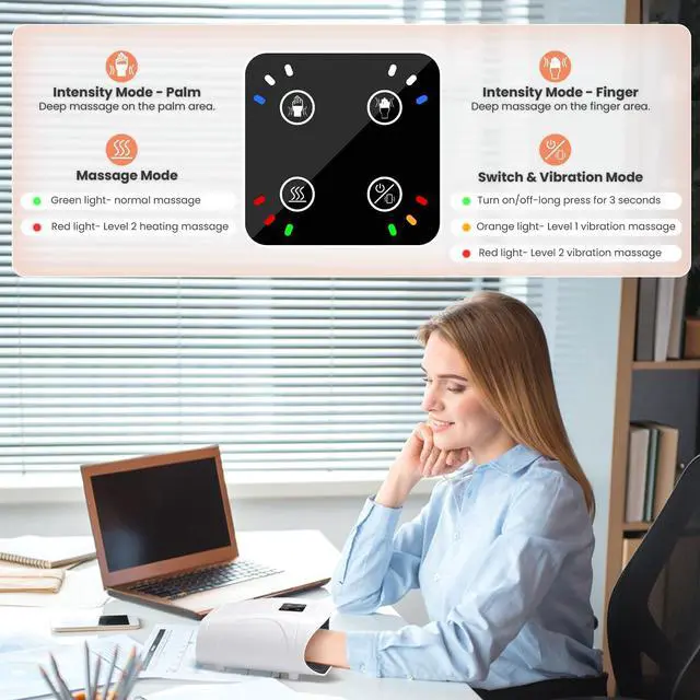 Alt view image 6 of 7 - Hand Massager with Heat and Compression, Cordless Electric Hand held Massager for Arthritis and Carpal Tunnel, Gifts for Men and Women