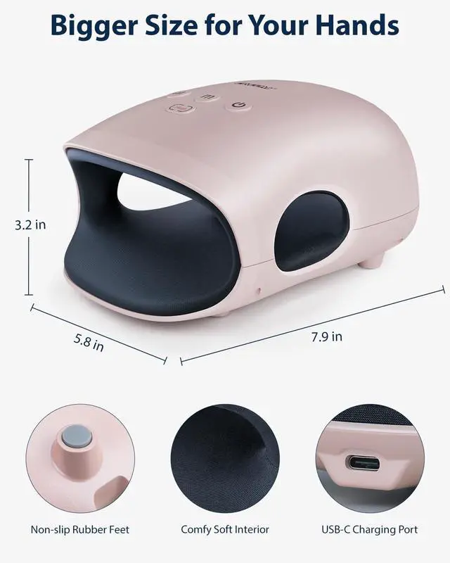 Alt view image 7 of 7 - Hand Massager - Cordless Hand Massager with Heat and Compression for Arthritis and Carpal Tunnel, Gifts for Women(Pink)