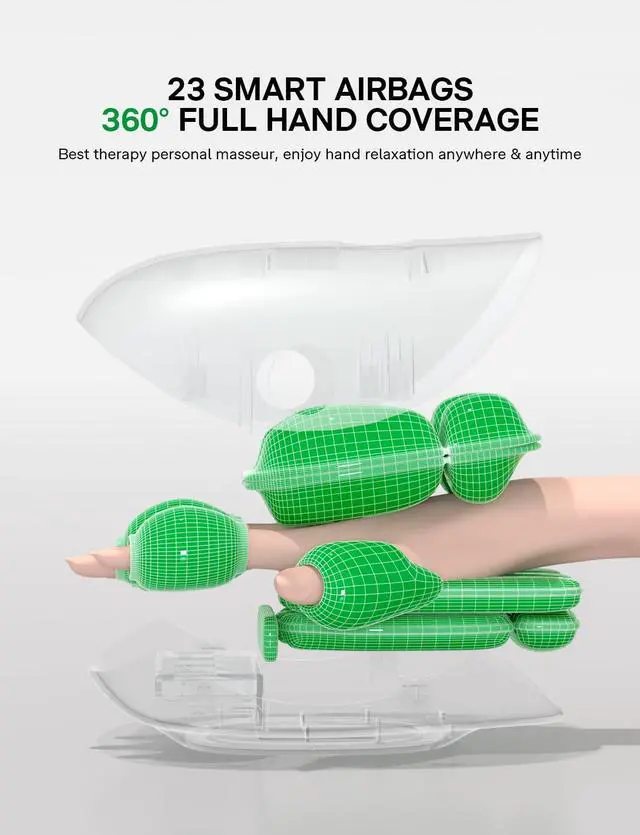 Alt view image 3 of 7 - Hand Massager with Heat and Compression, Cordless Hand Massager for Arthritis and Carpal Tunnel Relief, Knuckle Stretching Massage, Birthday Christmas Gifts for Men Women Dad Mom-White