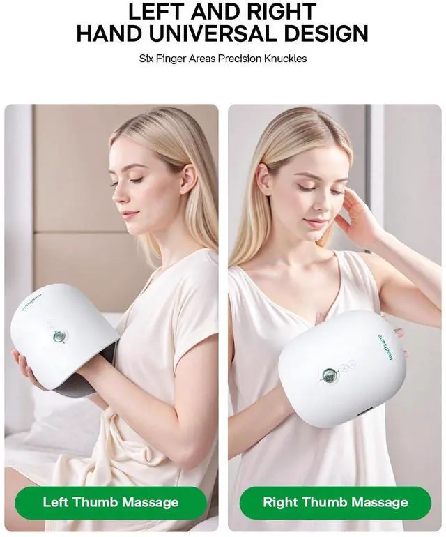 Alt view image 4 of 7 - Hand Massager with Heat and Compression, Cordless Hand Massager for Arthritis and Carpal Tunnel Relief, Knuckle Stretching Massage, Birthday Christmas Gifts for Men Women Dad Mom-White