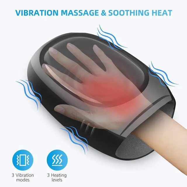 Alt view image 3 of 7 - Hand Massager with Heat and Compression, Cordless Hand Massager for Arthritis and Carpal Tunnel, Wrist, Finger Massage, Gifts for Mom, Dads, Women and Men (Black)