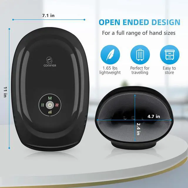 Alt view image 6 of 7 - Hand Massager with Heat and Compression, Cordless Hand Massager for Arthritis and Carpal Tunnel, Wrist, Finger Massage, Gifts for Mom, Dads, Women and Men (Black)