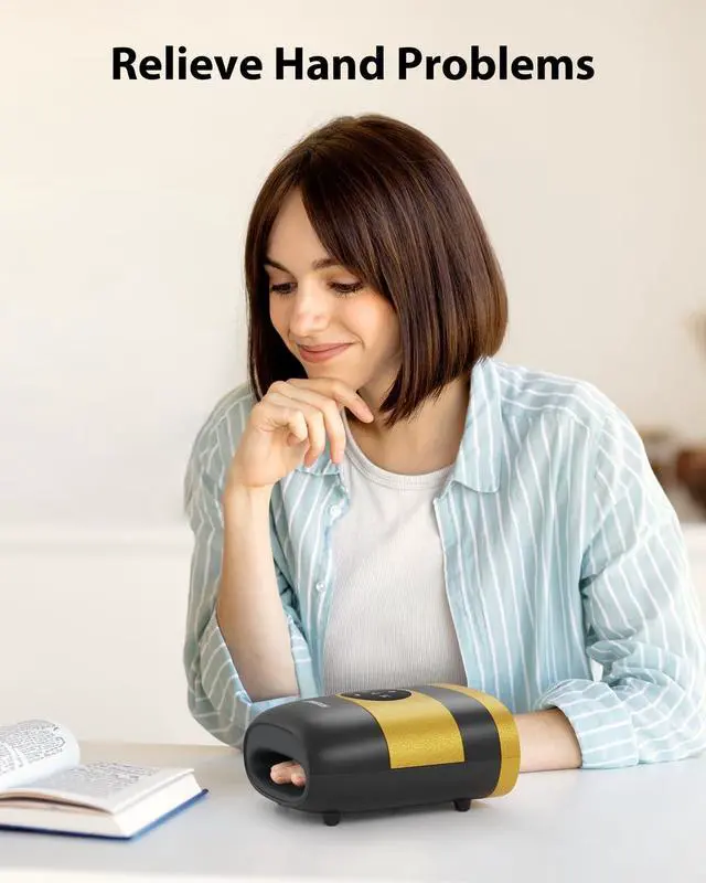 Alt view image 3 of 7 - Upgraded Hand Massager, Cordless Hand Massager with Heat and Compression for Arthritis, Carpal Tunnel and Stiff Joints, Fathers Mothers Day Gifts (Black & Yellow)