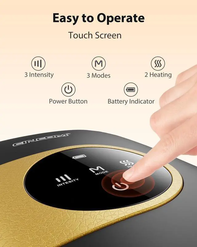 Alt view image 4 of 7 - Upgraded Hand Massager, Cordless Hand Massager with Heat and Compression for Arthritis, Carpal Tunnel and Stiff Joints, Fathers Mothers Day Gifts (Black & Yellow)