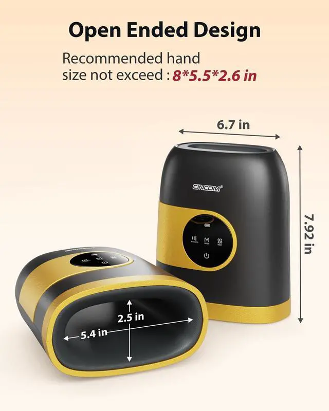 Alt view image 6 of 7 - Upgraded Hand Massager, Cordless Hand Massager with Heat and Compression for Arthritis, Carpal Tunnel and Stiff Joints, Fathers Mothers Day Gifts (Black & Yellow)
