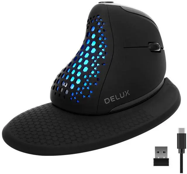 Main image of Seeker Ergonomic Mouse Wireless, Vertical Mouse with OLED Screen, 6 Buttons&Thumb Wheel Function, Silent Click, Up to 7200DPI, Programmable, Rechargeable, BT/2.4G/Wired, RGB Light(M618XSD-Black)