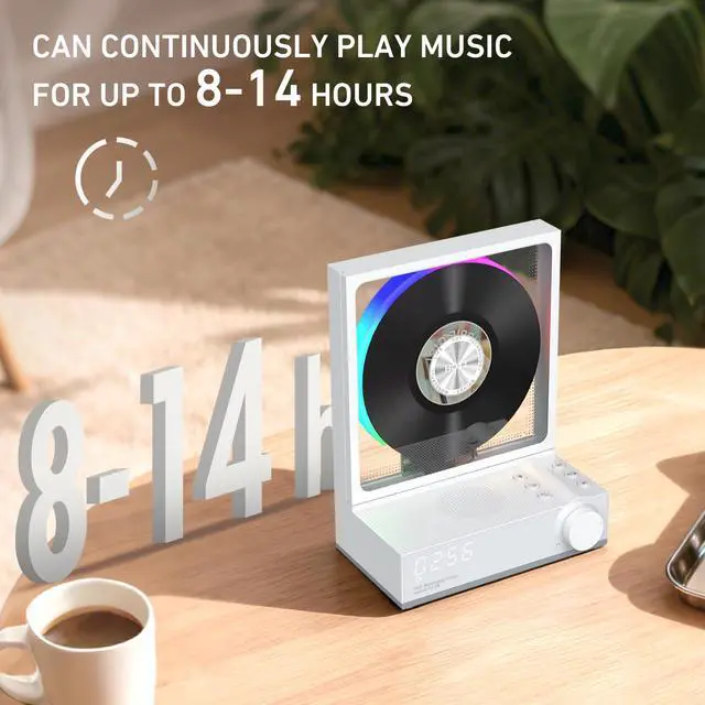 Alt view image 5 of 7 - C229 Portable CD Player Bluetooth 5.3 CD Players for Home,Music Player with HiFi Speaker,Recheageable 4000mAh, Micro SD/AUX Desktop CD Players (White)