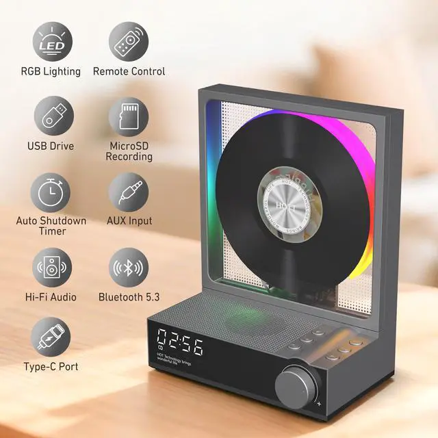 Alt view image 6 of 7 - C229 Portable CD Player Bluetooth 5.3 CD Players for Home,Music Player with HiFi Speaker,Recheageable 4000mAh, Micro SD/AUX Desktop CD Players (White)