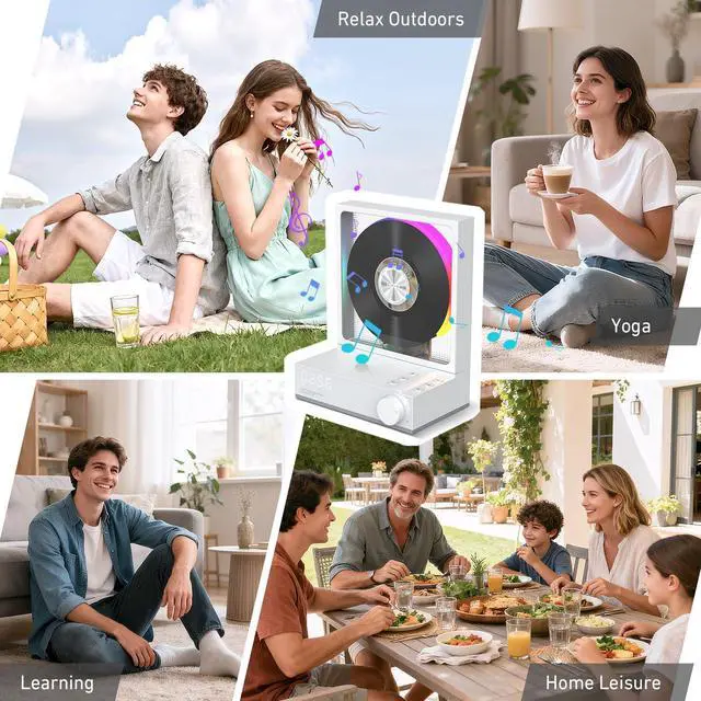 Alt view image 7 of 7 - C229 Portable CD Player Bluetooth 5.3 CD Players for Home,Music Player with HiFi Speaker,Recheageable 4000mAh, Micro SD/AUX Desktop CD Players (White)