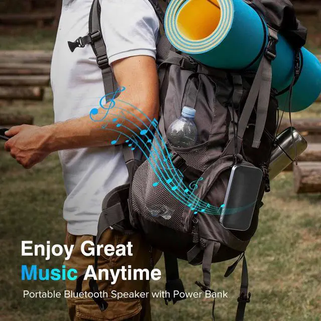 Alt view image 2 of 7 - Bluetooth Speaker with Portable Charger,Wireless Speaker with 22.5W Fast Charging Battery Pack for Outdoor,Travel,Home,Holiday Birthday Gifts