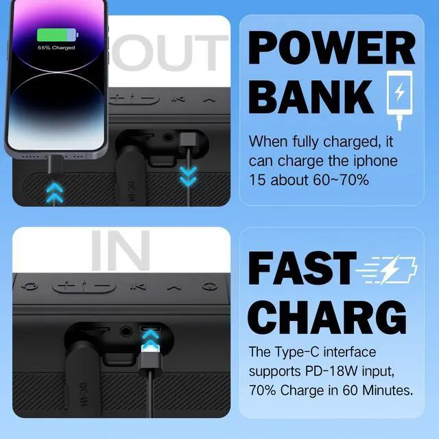 Alt view image 3 of 6 - New Play 2 Rounds, Magnetic Bluetooth Golf Speaker, Stereo Sound Portable Pro Wireless Waterproof Speaker with Rich Bass, Golf Accessories Golf Gifts (with Light)