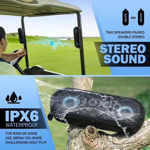 Alt view image 6 of 6 - New Play 2 Rounds, Magnetic Bluetooth Golf Speaker, Stereo Sound Portable Pro Wireless Waterproof Speaker with Rich Bass, Golf Accessories Golf Gifts (with Light)