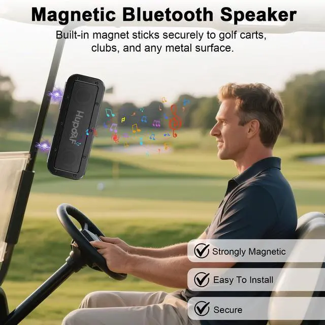 Alt view image 2 of 7 - Golf Cart Speaker, 50W Strong Magnetic Bluetooth Speaker for Golf Cart, 30Hrs Loud Stereo Sound, 6600mAh Golf Speaker Dual Pairing/IPX7 Waterproof/SD Card for Golf Accessories Golf Gifts