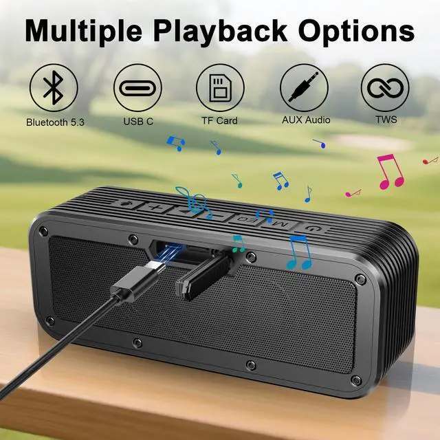 Alt view image 5 of 7 - Golf Cart Speaker, 50W Strong Magnetic Bluetooth Speaker for Golf Cart, 30Hrs Loud Stereo Sound, 6600mAh Golf Speaker Dual Pairing/IPX7 Waterproof/SD Card for Golf Accessories Golf Gifts