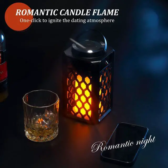 Alt view image 3 of 7 - 2 Pack Outdoor Bluetooth Speakers, Portable Led Flame Speaker Waterproof with Torch Atmosphere 10w Enhanced Bass for Patio Porch Garden Home Backyard Decor, Gifts for Men Women Couples Dads Moms