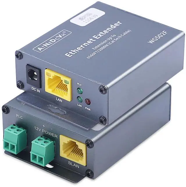 Main image of Ethernet Range Extender Repeater Kit, Ethernet LAN Range Extension Distance 6560FT 2000m Over Cat5e/6/6e RJ45 Network Cable - 3280FT 1000m Over Twisted Pair Cable UTP IP Extender Adapter