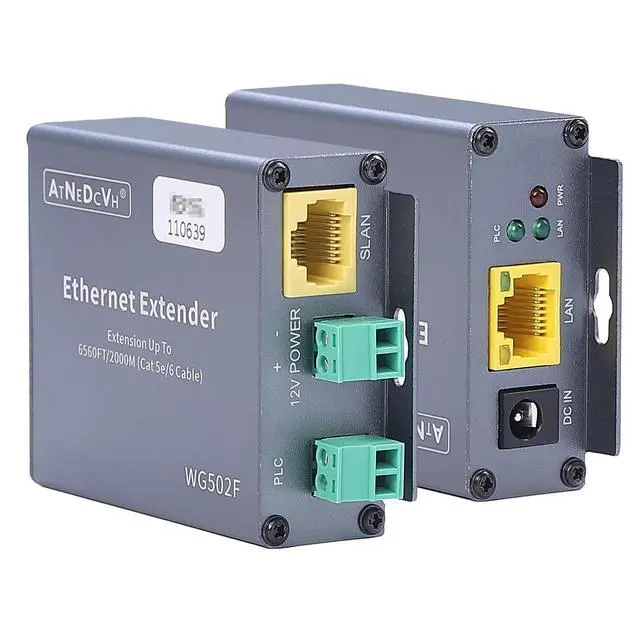 Alt view image 6 of 6 - Ethernet Range Extender Repeater Kit, Ethernet LAN Range Extension Distance 6560FT 2000m Over Cat5e/6/6e RJ45 Network Cable - 3280FT 1000m Over Twisted Pair Cable UTP IP Extender Adapter