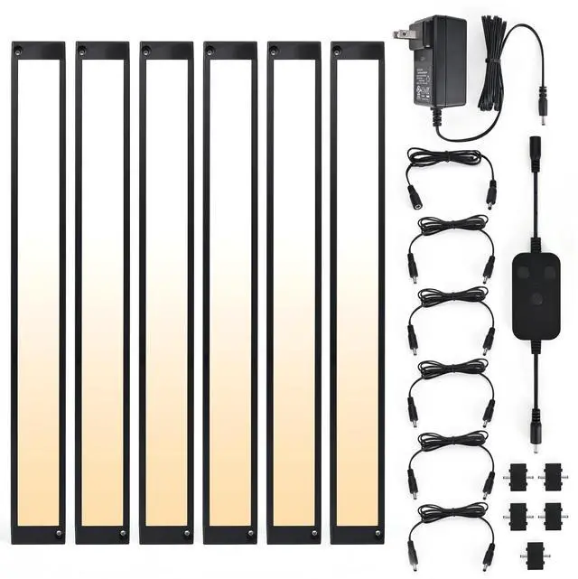Main image of 6pack 12inch Dimmable LED Under Cabinet Light Kit, 2700K to 6000K Smart LED Under Counter Lighting Fixture, Compatible with Alexa, Google Assistant, for Kitchen, Pantry, Shelf (Black)