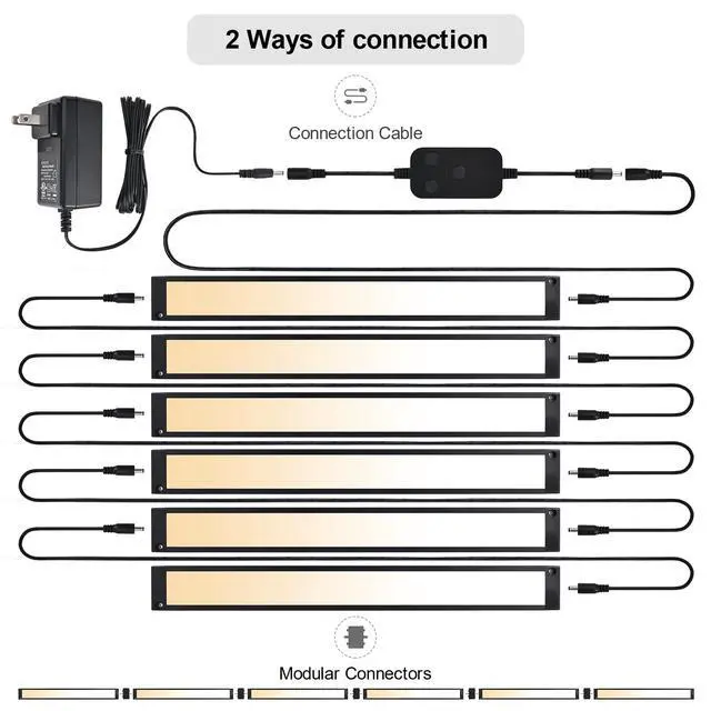 Alt view image 3 of 7 - 6pack 12inch Dimmable LED Under Cabinet Light Kit, 2700K to 6000K Smart LED Under Counter Lighting Fixture, Compatible with Alexa, Google Assistant, for Kitchen, Pantry, Shelf (Black)