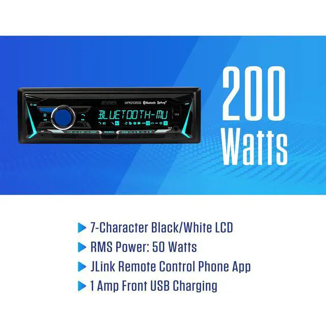 Alt view image 2 of 6 - MPR210RGB | 12 Character LCD Single DIN Car Stereo | RGB Custom Colors | Push to Talk Assistant | Bluetooth Hands Free Calling Music Streaming | AM/FM Radio | USB Playback & Charging