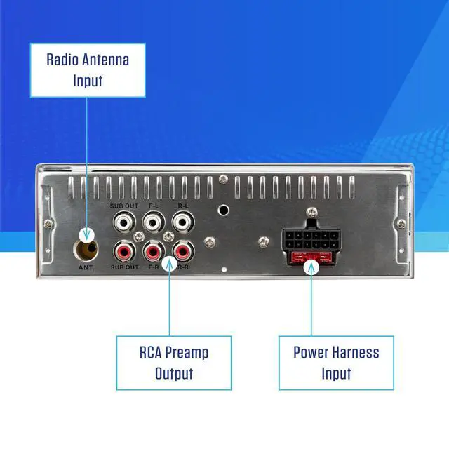 Alt view image 5 of 6 - MPR210RGB | 12 Character LCD Single DIN Car Stereo | RGB Custom Colors | Push to Talk Assistant | Bluetooth Hands Free Calling Music Streaming | AM/FM Radio | USB Playback & Charging