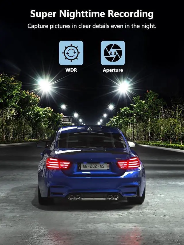 Alt view image 6 of 7 - Dash Cam Front and Rear, 2.5K+1080P Dual Dash Camera for Cars with 32GB SD Card, 2.45 inch IPS Screen, 2 Mounting Ways, Night Vision, WDR, Accident Lock, Loop Recording, Parking Monitor