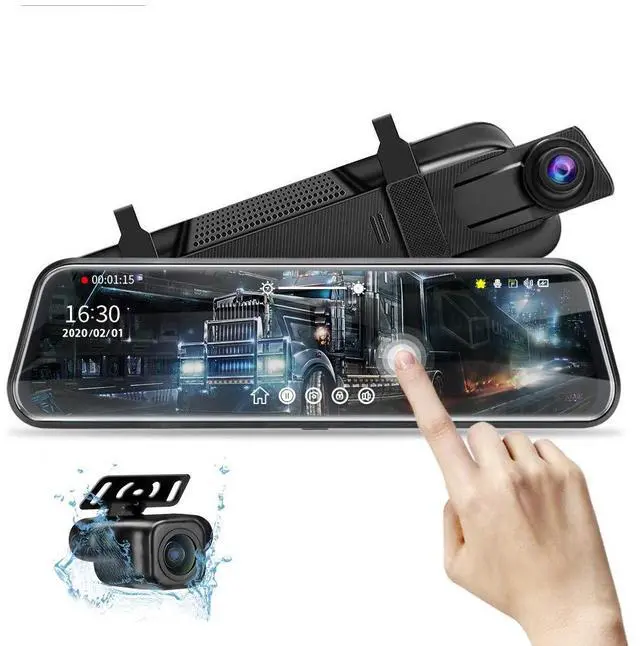 Main image of 10'' Mirror Dash Cam Night Vision 1080P FHD Full Touch Screen Front and Rear View Backup Camera for Cars Loop Recording Streaming Media 170°Wide Angle Parking Assistance with 10 Meters Cable