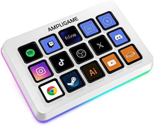 Main image of FIFINE Gaming Controller with 15 Shortcuts for OBS Streaming Studio with Macro Keys, Trigger Actions, PC Media RGB Controller for Content Creation/Office Work-D6 White
