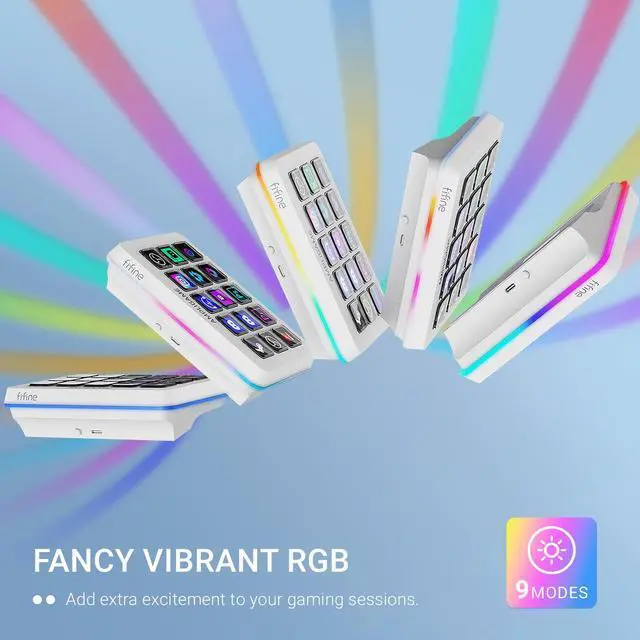 Alt view image 4 of 7 - FIFINE Gaming Controller with 15 Shortcuts for OBS Streaming Studio with Macro Keys, Trigger Actions, PC Media RGB Controller for Content Creation/Office Work-D6 White