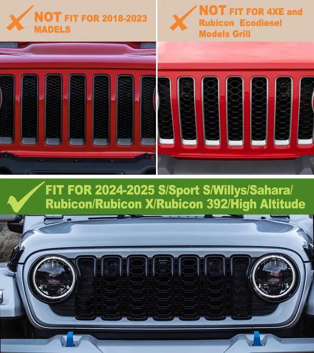 Alt view image 2 of 7 - Grill Lights for Jeep Wrangler JL JLU Front Bumper Grille LED Running Marker Lamp Accessories (RGB, 2024-2025)