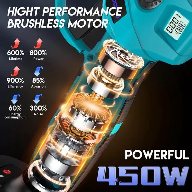 Alt view image 2 of 7 - Upgraded Electric Pruning Shears, 1.4" Cutting Diameter Cordless Pruner with LCD Display, Brushless Motor, 2×2.0Ah Rechargeable Batteries & Extra Blade for Garden Trees and Branches