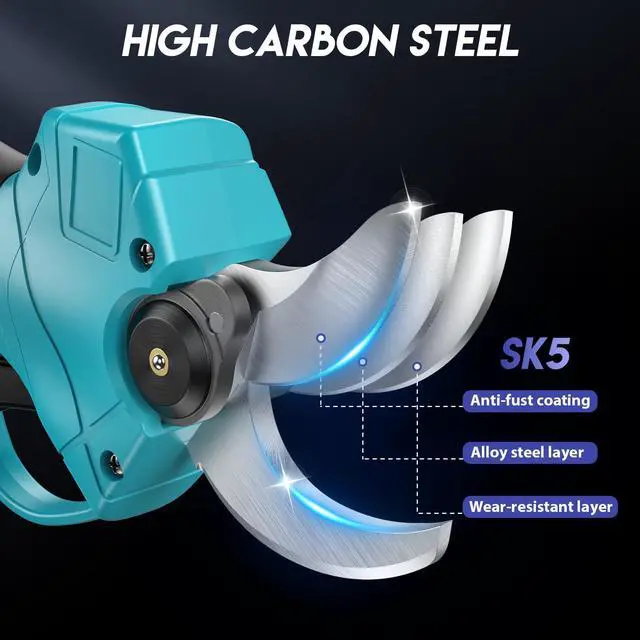 Alt view image 5 of 7 - Upgraded Electric Pruning Shears, 1.4" Cutting Diameter Cordless Pruner with LCD Display, Brushless Motor, 2×2.0Ah Rechargeable Batteries & Extra Blade for Garden Trees and Branches