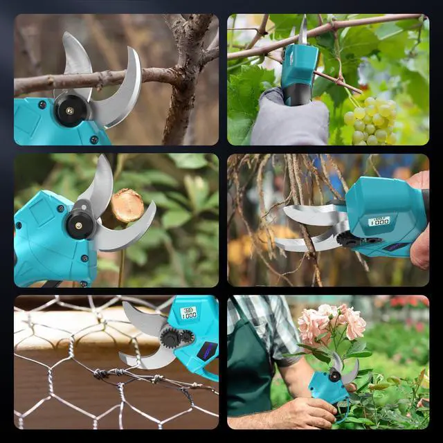 Alt view image 6 of 7 - Upgraded Electric Pruning Shears, 1.4" Cutting Diameter Cordless Pruner with LCD Display, Brushless Motor, 2×2.0Ah Rechargeable Batteries & Extra Blade for Garden Trees and Branches